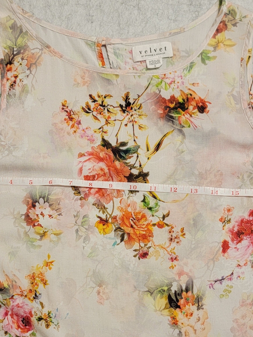 Velvet by Graham & Spencer Floral Watercolor Sleeveless Blouse Top Small - Picture 7 of 12